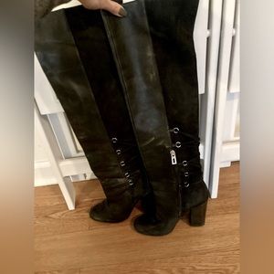 Schutz Black Over-the-Knee Boots With Tassle